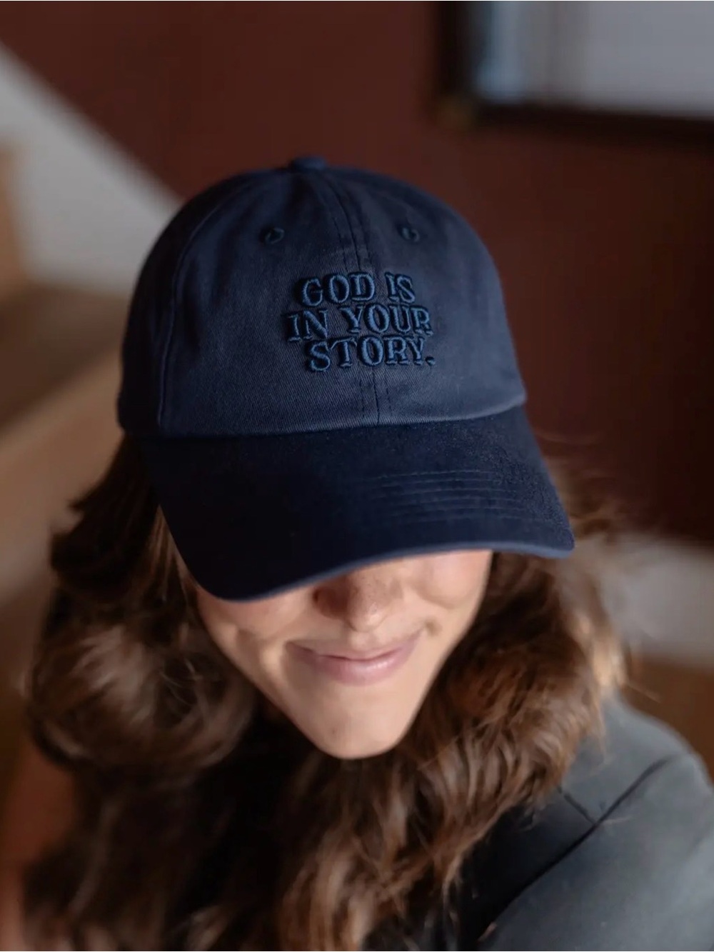 Embroidered Navy Baseball Cap - Women Accessories
